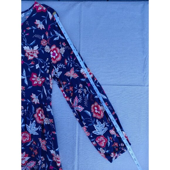 Old Navy Long Sleeve Global Fashion Dress Large Navy Floral Gathered Cottagecore - Picture 10 of 10